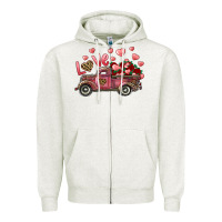 Oatmeal Heather love truck with roses and leopard Zipper Hoodie - RanaPortraitStore