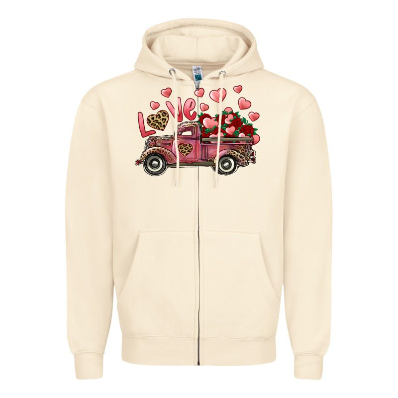 Love Truck With Roses And Leopard Zipper Hoodie by RanaPortraitStore | Teevron