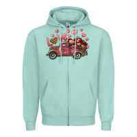Seafoam love truck with roses and leopard Zipper Hoodie - RanaPortraitStore