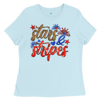 Baby Blue stars and stripes Ladies Tee - HRA Design Shop
