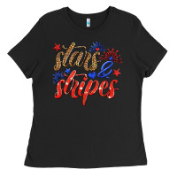 Black stars and stripes Ladies Tee - HRA Design Shop