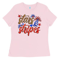 Bubblegum Pink stars and stripes Ladies Tee - HRA Design Shop