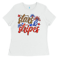 White stars and stripes Ladies Tee - HRA Design Shop