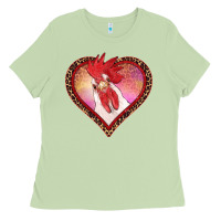 Matcha valentines day rooster with leopard heart Ladies Tee - RanaPortraitStore