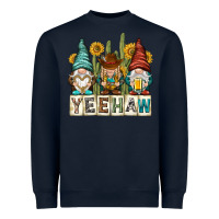 Navy yeehaw with gnomies Heavyweight Sweatshirt - NancyCooperArtShop