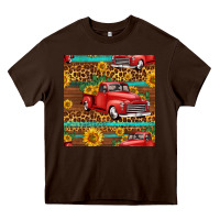 Chocolate Brown western farm truck seamless pattern Heavy Core Tee - HRA Design Shop