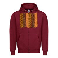 Burgundy Western Wood Glitter Vintage Pattern Zipper Hoodie - Bettercallsaul