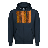 Navy Western Wood Glitter Vintage Pattern Zipper Hoodie - Bettercallsaul