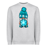 Heather Grey winter gnome with snowflake Heavyweight Sweatshirt - NancyCooperArtShop