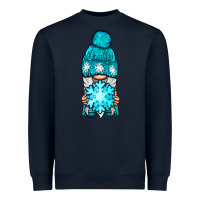 Navy winter gnome with snowflake Heavyweight Sweatshirt - NancyCooperArtShop