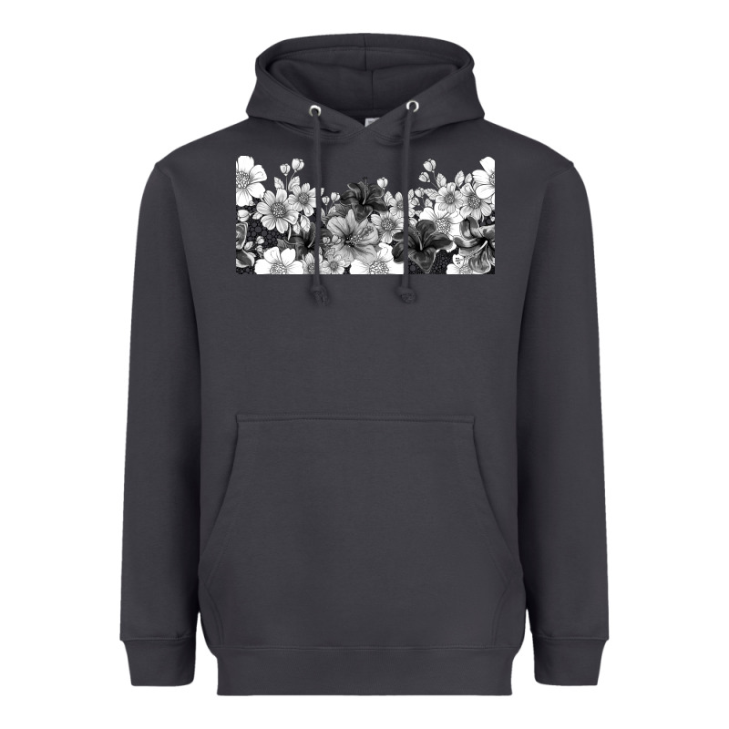 Black And White Floral Heavyweight Hoodie by TumblerDesignByShophia | Teevron