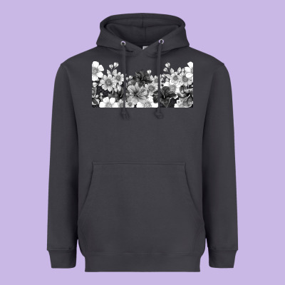 Black And White Floral Heavyweight Hoodie Designed By Tumblerdesignbyshophia