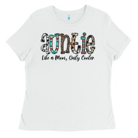 White auntie  like a mom, only cooler Ladies Tee - CowhideDigitalArt