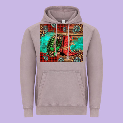 Country Boots And Cowboy Hat Christmas Vintage Hoodie Designed By Jasminsmagicworld