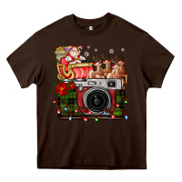 Chocolate Brown Christmas Santa Vintage Camera Heavy Core Tee - FaDigitalArtStudio