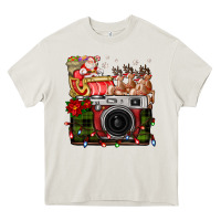 Cream Christmas Santa Vintage Camera Heavy Core Tee - FaDigitalArtStudio