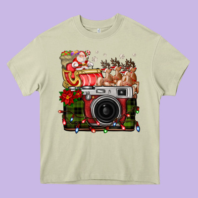 Christmas Santa Vintage Camera Heavy Core Tee Designed By Fadigitalartstudio