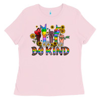 Bubblegum Pink be kind Ladies Tee - CowhideDigitalArt