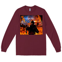 Burgundy western firefighters Long Sleeve Tee - MaliasSmallBusiness