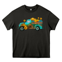 Asphalt farm truck with sunflower Heavy Core Tee - HRA Design Shop