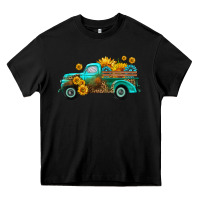 Black farm truck with sunflower Heavy Core Tee - HRA Design Shop