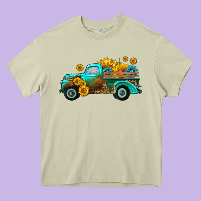 Farm Truck With Sunflower Heavy Core Tee Designed By Hra Design Shop