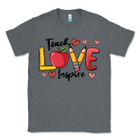 Charcoal Heather teach love inspire Classic Tee - MaliasSmallBusiness