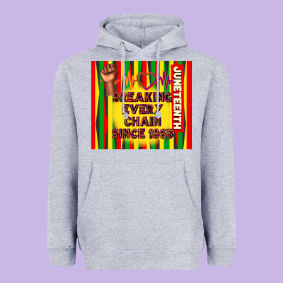 Juneteenth Breaking Every Chain Since 1865 Heavyweight Hoodie Designed By Tumblerdesignbyshophia