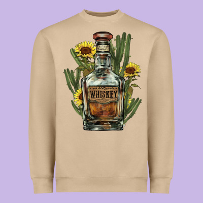Western Whiskey Bottle Heavyweight Sweatshirt Designed By Nancycooperartshop