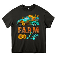 Asphalt farm truck  farm life with sunflower Heavy Core Tee - HRA Design Shop