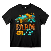 Black farm truck  farm life with sunflower Heavy Core Tee - HRA Design Shop