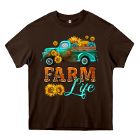 Chocolate Brown farm truck  farm life with sunflower Heavy Core Tee - HRA Design Shop
