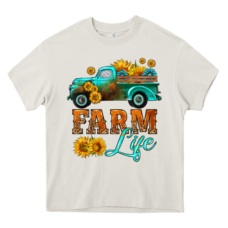 Farm Truck  Farm Life With Sunflower Heavy Core Tee by HRA Design Shop | Teevron