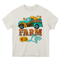 Cream farm truck  farm life with sunflower Heavy Core Tee - HRA Design Shop