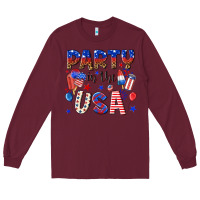 Burgundy party in the usa Long Sleeve Tee - NancyCooperArtShop