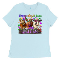 Baby Blue happy mardi gras heifer Ladies Tee - RacoonDesign
