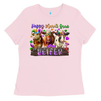 Bubblegum Pink happy mardi gras heifer Ladies Tee - RacoonDesign