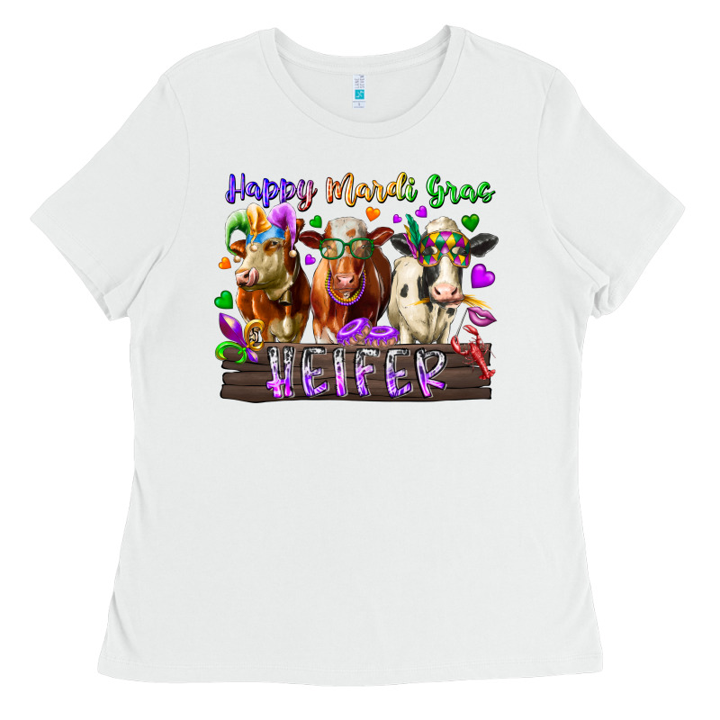 Happy Mardi Gras Heifer Ladies Tee by RacoonDesign | Teevron