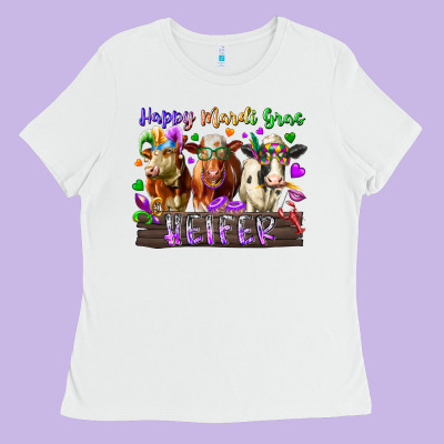 Happy Mardi Gras Heifer Ladies Tee Designed By Racoondesign
