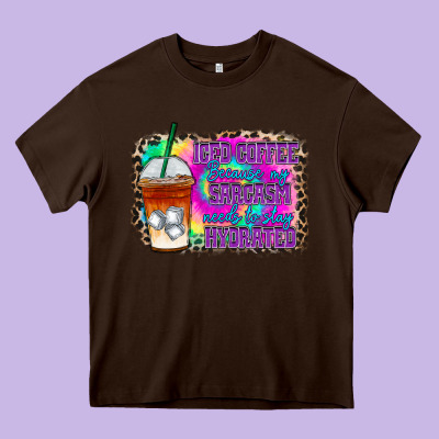 Iced Coffee Sarcasm Heavy Core Tee Designed By Racoondesign