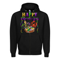 Black happy mardi gras fleur de lis king cake crawfish Zipper Hoodie - RanaPortraitStore