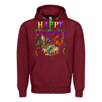 Burgundy happy mardi gras fleur de lis king cake crawfish Zipper Hoodie - RanaPortraitStore