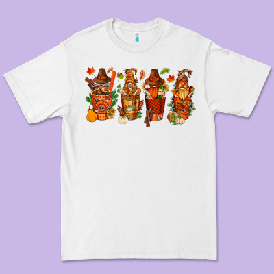 Thanksgiving Coffee Cups With Gnomes Bbs Premium Tee Designed By Bundleandbundleshop