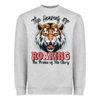 Heather Grey the heavens are roaring tiger Heavyweight Sweatshirt - MaliasSmallBusiness