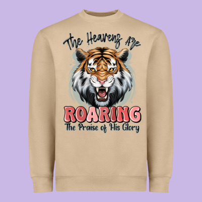 The Heavens Are Roaring Tiger Heavyweight Sweatshirt Designed By Maliassmallbusiness