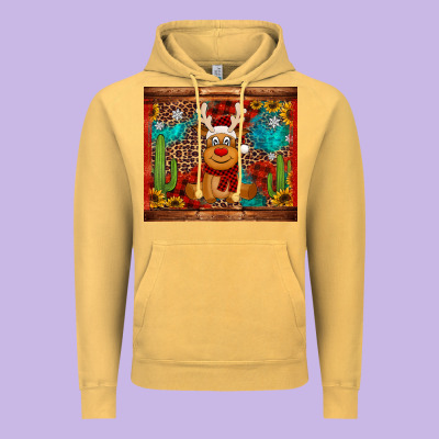 Western Christmas Reindeer Vintage Hoodie Designed By Jasminsmagicworld