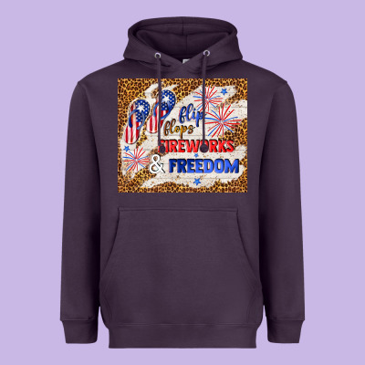 Flip Flops Fireworks & Freedom 4th Of July Heavyweight Hoodie Designed By Tumblerdesignbyshophia
