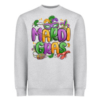 Heather Grey mardi gras Heavyweight Sweatshirt - MaliasSmallBusiness