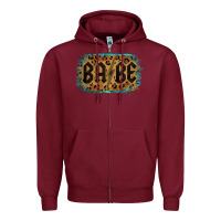 Burgundy Leopard Pattern Babe Tried Zipper Hoodie - Bettercallsaul