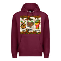 Burgundy peace love juneteenth Premium Hoodie - TumblerDesignByShophia